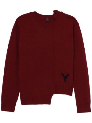 Ασύμμετρος μάλλινος πουλόβερ Y's κόκκινο