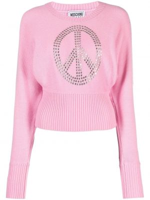 Pull en tricot à imprimé Moschino Jeans rose