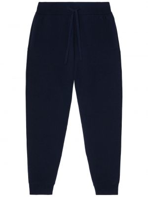 Pantaloni sport cu broderie din cașmir Burberry albastru
