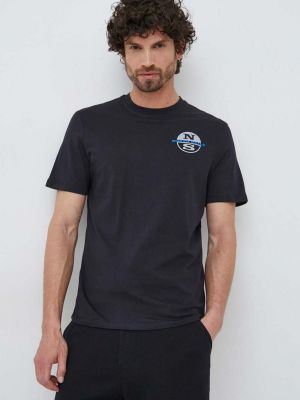 Памучна тениска с дълъг ръкав с принт North Sails черно