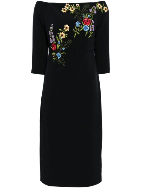 Midi haljina s cvjetnim printom Sachin & Babi crna