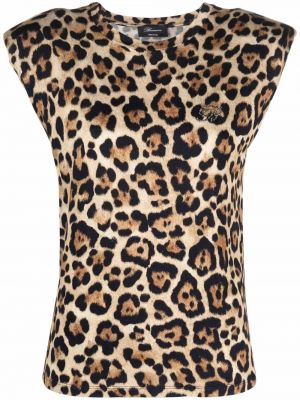 Camiseta con estampado leopardo Blumarine marrón