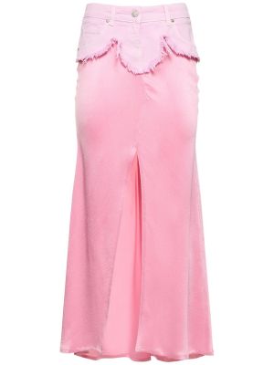 Hodvábna saténová džínsová sukňa Blumarine ružová