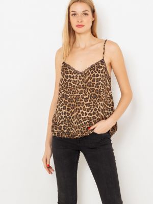 Блуза с леопардов принт Camaieu кафяво