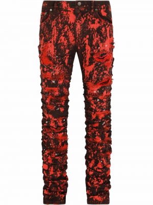 Jeans skinny effet usé Dolce & Gabbana rouge