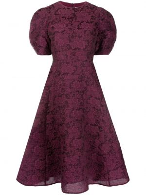 Коктейлна рокля на цветя с принт Erdem виолетово