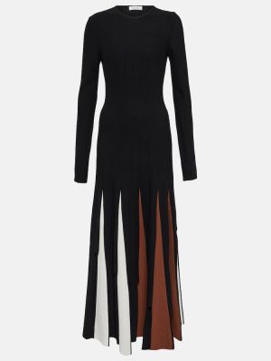 Vestido largo de lana plisado Gabriela Hearst negro