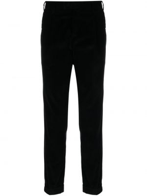 Plisované manšestrové rovné kalhoty Pt Torino černé