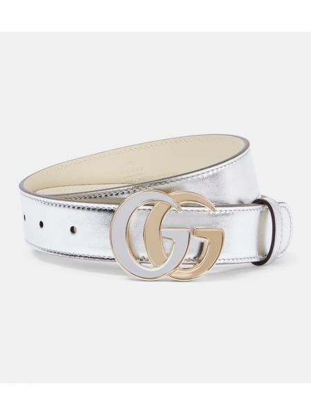 Läder bälte Gucci silver