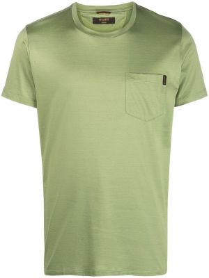 Bavlnené saténové tričko s okrúhlym výstrihom Moorer zelená