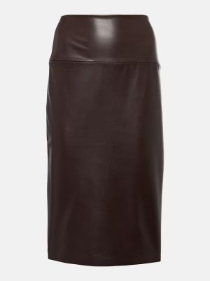 Falda midi ajustada de cuero de cuero sintético Norma Kamali marrón