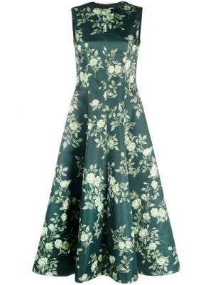 Sukienka midi w kwiatki z nadrukiem Emilia Wickstead zielona