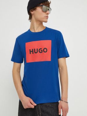 Тениска с дълъг ръкав с принт Hugo синьо