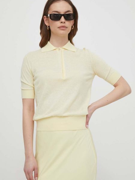 Svilena polo majica Calvin Klein rumena