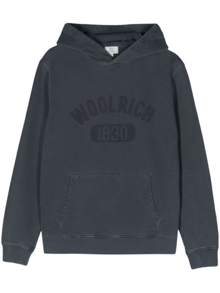 Kokvilnas kapučdžemperis ar apdruku Woolrich zils