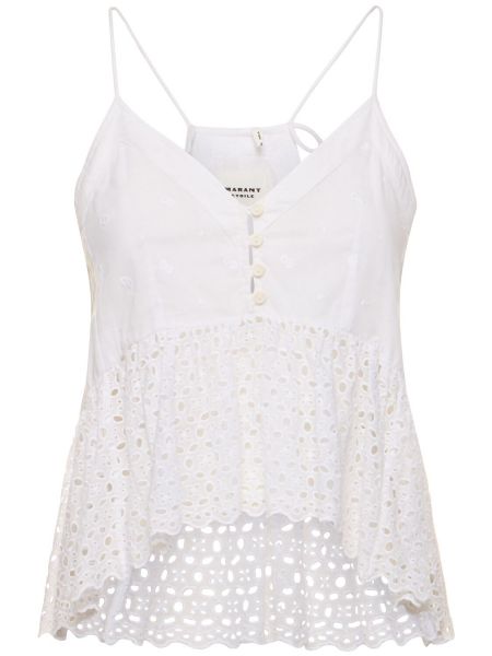 Top con bordado de algodón Marant Etoile blanco