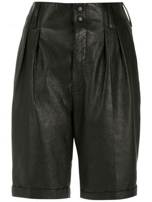 Kožne kratke hlače Saint Laurent crna