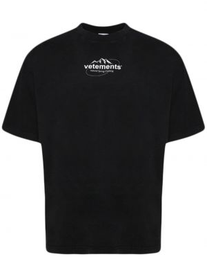 Raštuotas medvilninis marškinėliai Vetements juoda
