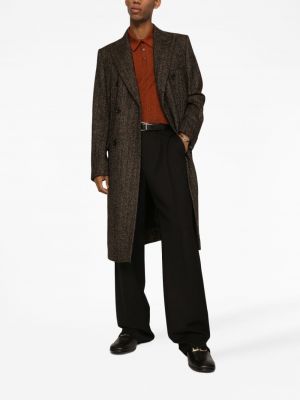 Kabát se vzorem rybí kosti Dolce & Gabbana hnědý