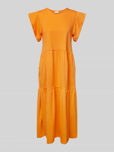Sukienka midi z krótkim rękawem Vila pomarańczowa
