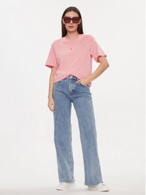 Tričko relaxed fit Tommy Jeans růžové