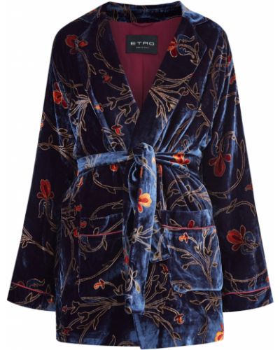 Бархатный пиджак в цветочный принт Etro