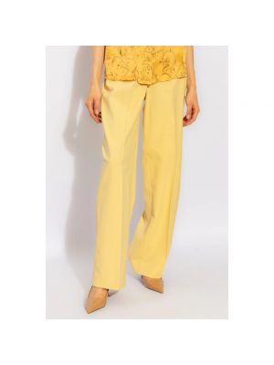 Pantalones rectos plisados Fabiana Filippi amarillo