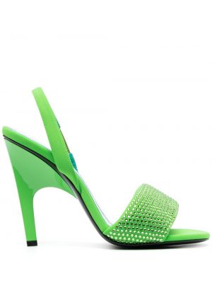 Sandales à bouts ouverts en cristal The Attico vert
