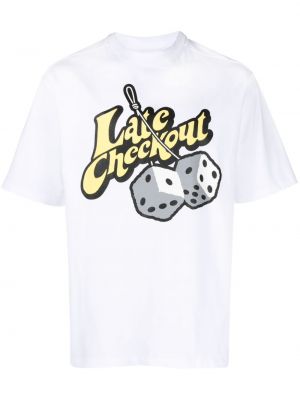 T-krekls ar apaļu kakla izgriezumu Late Checkout balts