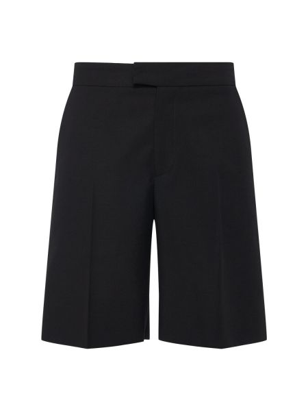 Pantalones cortos de algodón de lana mohair Alexander Mcqueen negro