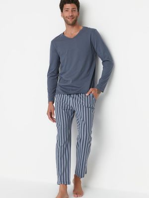 Pruhované pyžamo Trendyol šedé