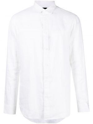 Lanena košulja s gumbima Armani Exchange bijela