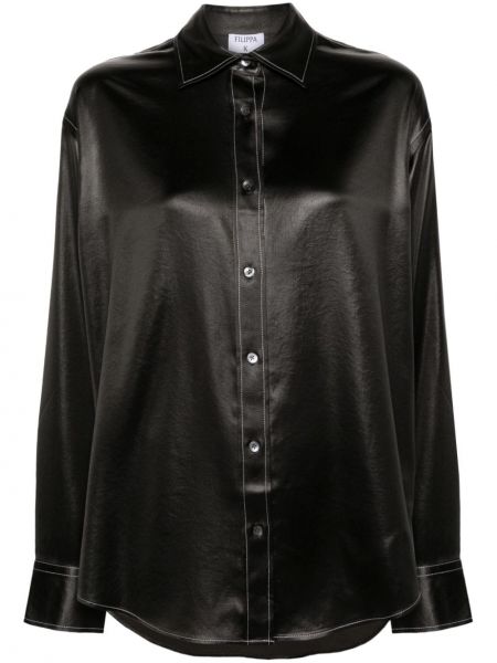 Σατέν πουκάμισο Filippa K μαύρο