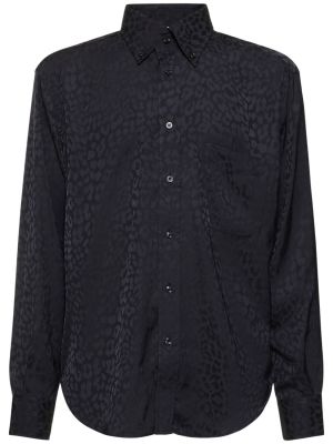 Žakárová leopardí košile Tom Ford černá