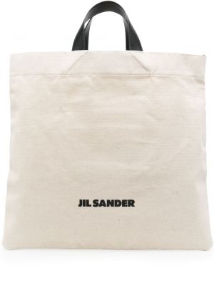 Shopper handtasche mit print Jil Sander beige