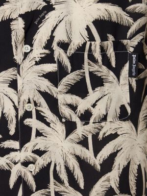 Πουκάμισο από βισκόζη με σχέδιο Palm Angels μαύρο