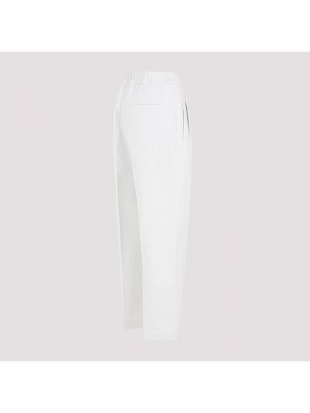 Pantalones de lino de algodón Brunello Cucinelli blanco