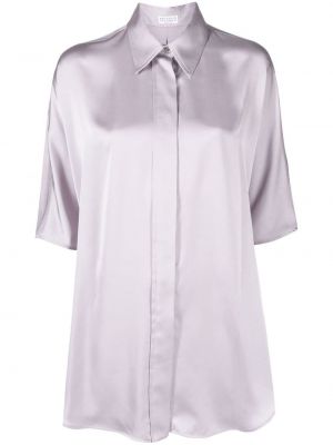Πουπουλένιο σατέν πουκάμισο με κουμπιά Brunello Cucinelli μωβ
