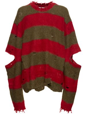 Oversized pruhovaný svetr z alpaky Doublet červený