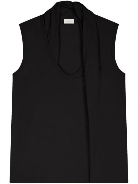Βαμβακερή μπλούζα ντραπέ Dries Van Noten μαύρο