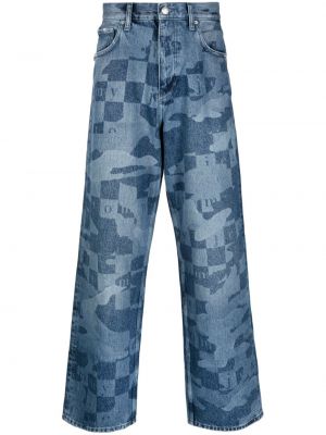 Relaxed fit kavbojke s karirastim vzorcem Tommy Jeans modra
