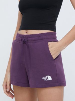 Pantaloni cu talie înaltă din bumbac The North Face violet