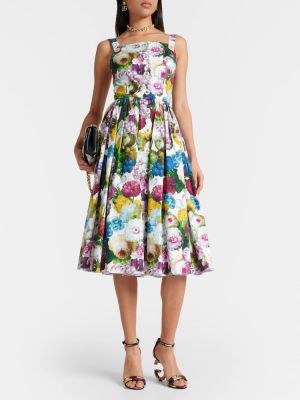 Pamučna midi haljina s cvjetnim printom Dolce&gabbana