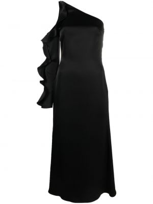 Aszimmetrikus szatén ruha David Koma fekete