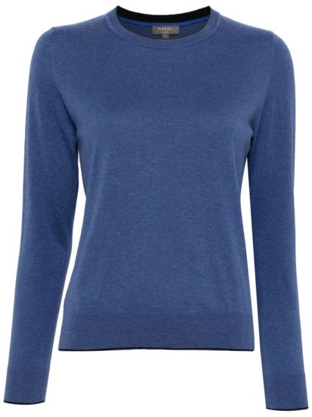 Пуловер с кръгло деколте N.peal синьо