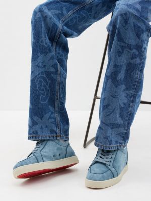 Замшевые кроссовки Christian Louboutin синие