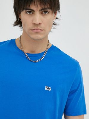 Памучна тениска с дълъг ръкав с апликация Lee синьо