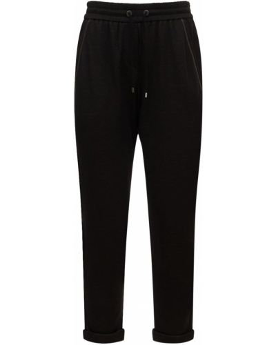 Памучни копринени спортни панталони от джърси Brunello Cucinelli черно