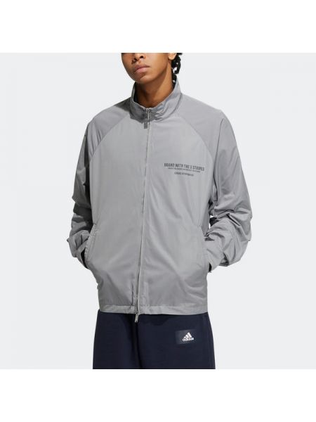 Спортивная куртка на молнии с воротником стойка Adidas серая