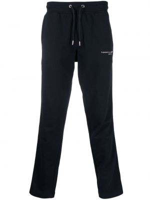 Памучни спортни панталони с принт Tommy Hilfiger синьо